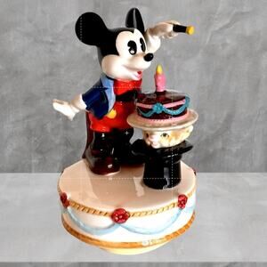 Vintage Schmid Magician Disney Mickey Mouse Music Box "It's a Small World" Works